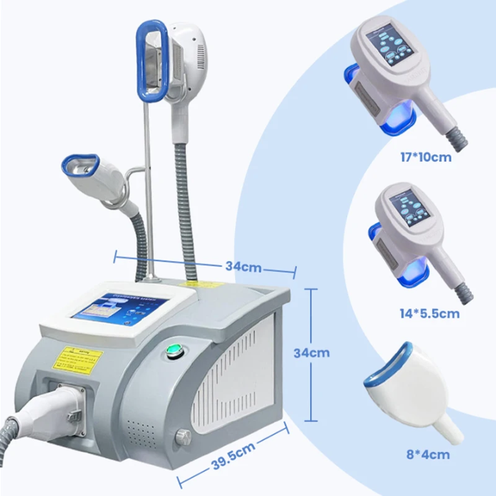 Cryolipolysis system dimensions and handpieces